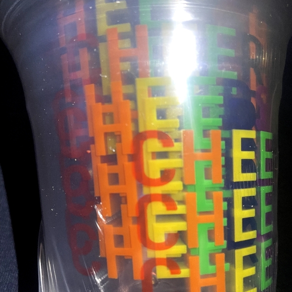 Celebrate It Other - New 12 clear plastic cups with colorful  words that say  cheers on it